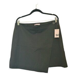 SO Skirt Women's Size XL Black Faux Wrap Mini Length Y2K Stretchy Fabric Goth